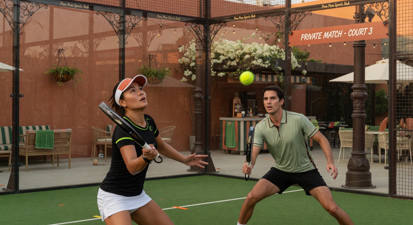 Players enjoying an exclusive private padel match